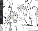  2026 ? art_dump art_program_in_frame blackrom blush communism crossover fullres grayscale highlight_color john_egbert karkat_vantas monochrome r_ch07 shipping starter_outfit text transformers word_balloon 