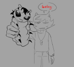 2024 carrying fanoffspring fullres grayscale grubs kankri_vantas marinaraimpasta monochrome red_herring sketch starter_outfit text whistle word_balloon