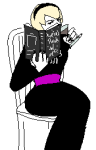  anonymous_artist beverage black_squiddle_dress book reaction rose_lalonde sitting solo 