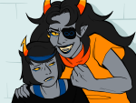  2023 arm_around_shoulder candy_timeline eyepatch fullres godtier homestuck:_beyond_canon light_aspect panel_redraw serkets spriggiestuff starter_outfit thief vriska_maryam-lalonde vriska_serket 