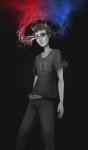  2013 busyarranginghomestuck fullres grayscale half_ghost highlight_color no_glasses psionics sollux_captor solo starter_outfit 