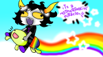  2011 animals fullres gamzee_makara jaggy_lines rainbow rinny solo stars starter_outfit text word_balloon 
