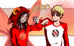  2011 aradia_megido blackoutballad bromance dave_strider double_time fistbump fullres godtier maid red_baseball_tee text time_aspect 