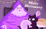  2023 candy cats facial_hair halloweenstuck meme otagoshi pumpkin roxy_lalonde vodka_mutini wizard 