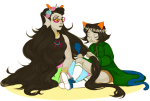  bromance feferi_peixes flower_crown flowers nepeta_leijon no_hat octopussy request styling_hair yomimo 