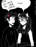  blush dogtier highlight_color holding_hands jade_harley karkat_vantas kats_and_dogs redrom request savanna shipping starter_outfit word_balloon 