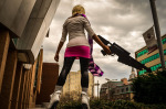  back_angle city cosplay jmoosalecki low_angle real_life roxy&#039;s_striped_scarf roxy_lalonde solo sporadicprince starter_outfit 