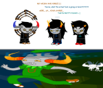   ... 2025 comic fullres image_manipulation lusus midair no_glasses pupa_pan scoundrellyfeline seeing_terezi size_difference sprite_mode starter_outfit tavros_nitram terezi_pyrope text the_truth tinkerbull upside_down vriska_serket 
