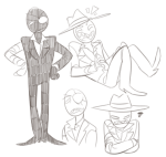 2016 arms_crossed artificial_limb eyepatch fullres grayscale jack_noir lineart no_hat penkoon scars sketch solo spades_slick starter_outfit