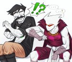  ! 2025 ? body_hair dirk_strider facial_hair fullres godtier heart_aspect homestuck:_beyond_canon jake_english prince pumpkin_patch redrom shipping starvingae975 text word_balloon 