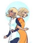  arm_in_arm back_to_back godtier light_aspect rendigo rose_lalonde roxy_lalonde seer sexy_science_lady_suit 