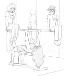 2016 back_angle breath_aspect casual fullres godtier grayscale heir jade_harley john_egbert light_aspect lineart musclestuck nsfw_source planetofjunk rose_lalonde seer sports