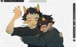  2025 art_program_in_frame blush fullres hug karkat_vantas ketchup_and_mustard sennicoo shipping sleeping sollux_captor starter_outfit 