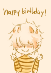  2013 bee_outfit chibi dancestors fullres happy_birthday_message ikimaru limited_palette mituna_captor no_hat sketch solo text 