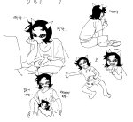  2025 art_dump barefoot chalk computer fullres grayscale grubs language:korean lineart monochrome scalemate_boxers sitting solo terezi_pyrope text tiniming66 