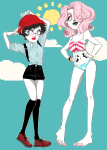  animated casual clouds codpiecequeen fashion hat jane_crocker pixel roxy_lalonde summer swimsuit 