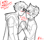  blush bromance dave_strider godtier happy_birthday_message highlight_color holding_hands karkat_vantas knight red_knight_district redrom shipping turtle-demon 