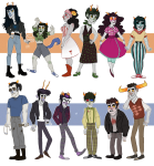 2011 50sstuck alternate_hair alternians aradia_megido blush body_modification casual equius_zahhak eridan_ampora fashion feferi_peixes fullres gamzee_makara glassesswap kanaya_maryam karkat_vantas nepeta_leijon no_glasses no_hat profile siins sollux_captor tavros_nitram terezi_pyrope towel vriska_serket 