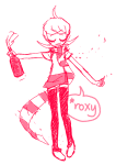  alcohol monochrome roxy&#039;s_striped_scarf roxy_lalonde solo starter_outfit synco word_balloon 