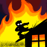  2023 burning_down_the_house fanfic_art fire flowers fullres gendertrickster jaggy_lines jane_crocker silhouette solo 