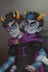 2013 artificial_limb au bloodswap eridan_ampora erisol fullres gills reverse_hug robotwwizard shipping smiling_eridan sollux_captor