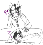 ! 2014 ? ageswap amporas cronus_ampora dancestors eridan_ampora fullres grayscale highlight_color jaggy_lines lineart lunaticjin no_glasses sleeping sweat