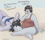  2016 barefoot broken_source chubstuck food fullres lying ocean pudgefuzz scourge_sisters shipping sitting summer swimsuit terezi_pyrope text vriska_serket 