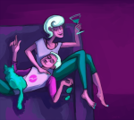  alcohol cocktail_glass couch dave_strider freckles head_on_lap meowcats mostlyhazel red_baseball_tee roxy_lalonde 