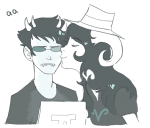  2012 2spooky animated aradia_megido computer fedora fullres grayscale hat headshot highlight_color kiss mercerism monochrome profile sollux_captor starter_outfit text 