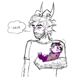  2026 ancestors blush body_hair body_modification carrying casual eridan_ampora facial_hair fashion fullres grubs highlight_color lineart no_glasses orphaner_dualscar scars stimpry thought_balloon 