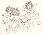  2013 8_ball bromance fullres gaulllimaufry grayscale no_glasses pajamas pencil scourge_sisters seeing_terezi sleeping terezi_pyrope vriska_serket 
