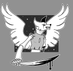  2019 amputation aninnocentdemon blood fullres grayscale monochrome pm profile prospitian_monarch scars solo stars sword weapon 
