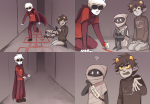 2015 ? chalk comic flash_asset freckles fullres godtier ikimaru illustrating karkat_vantas knight lying mayor_sash on_stomach red_knight_district redrom shipping smiling_karkat solo starter_outfit time_aspect wayward_vagabond wv