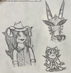 2026 animalstuck aradia_megido blush dragons fashion fedora freckles fullres grayscale hat headshot monochrome nepeta_leijon no_hat scoundrellyfeline starter_outfit terezi_pyrope 