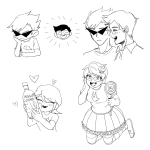  2018 alcohol alpha_kids blush dirk_strider fullres grayscale heart jake_english jane_crocker roxy_lalonde sickarknife starter_outfit trickster_mode 