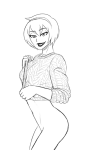 2016 casual deleted_source fullres grayscale lineart nsfw_source nudity planetofjunk rose_lalonde solo