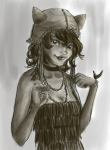 2011 20sstuck cat_hat fashion fullres grayscale nepeta_leijon shoona solo