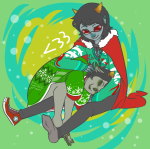  ghostlymobster head_on_lap holidaystuck nepeta_leijon no_hat redrom scratch_and_sniff shipping sleeping terezi_pyrope 