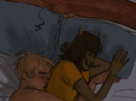  coolkids crowry dave_strider freckles high_angle hug no_glasses redrom shipping sleeping terezi_pyrope 