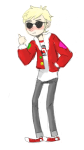  blush dave_strider freckles jet solo squiddlejacket starter_outfit thumbs_up 