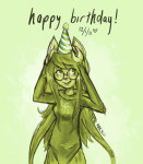  dogtier godtier happy_birthday_message hat heart jade_harley limited_palette solo witch xblackmelody 