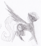  crossover fi112 grayscale land_of_wind_and_shade my_little_pony pencil ponies profile solo 