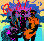  2024 ancestors arm_around_shoulder body_modification condual conmaid fullres her_imperious_condescension limited_palette literal_shipping melerbytes multishipping orphaner_dualscar scars shipping silhouette starter_outfit the_handmaid the_psiioniic 