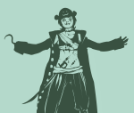 2013 artificial_limb au blood commodore_coat fullres hat monochrome nepeta_leijon pirate_outfit scars solo sword zaagn
