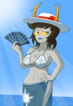  2026 aranea_serket aspect_symbol dancestors fan flowers frigiddoctoratus fullres hat image_manipulation jaggy_lines light_aspect ocean solo sufferer_necklace sweat swimsuit web 