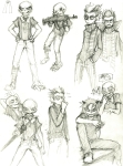2014 art_dump artificial_limb black_rifle caliborn chubsintubs eridan_ampora fullres grayscale pencil sketch starter_outfit terezi_pyrope zodiac_symbol