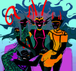  2024 ancestors arm_around_shoulder body_modification condual conmaid fullres her_imperious_condescension limited_palette literal_shipping melerbytes multishipping orphaner_dualscar scars shipping silhouette starter_outfit the_handmaid the_psiioniic 