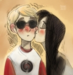  blush dave_strider jade_harley kiss red_baseball_tee redrom shipping siins spacetime 