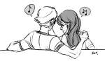  arm_around_shoulder back_angle dave_strider grayscale headphones jade_harley music_note shipping spacetime word_balloon 