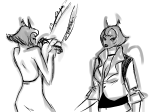  chainsaw fashion grayscale kanaya_maryam solo source_needed sourcing_attempted 